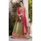 Aqua Green And Peach Color Silk Jacquard Traditional Designer Lehenga Choli - 433553013