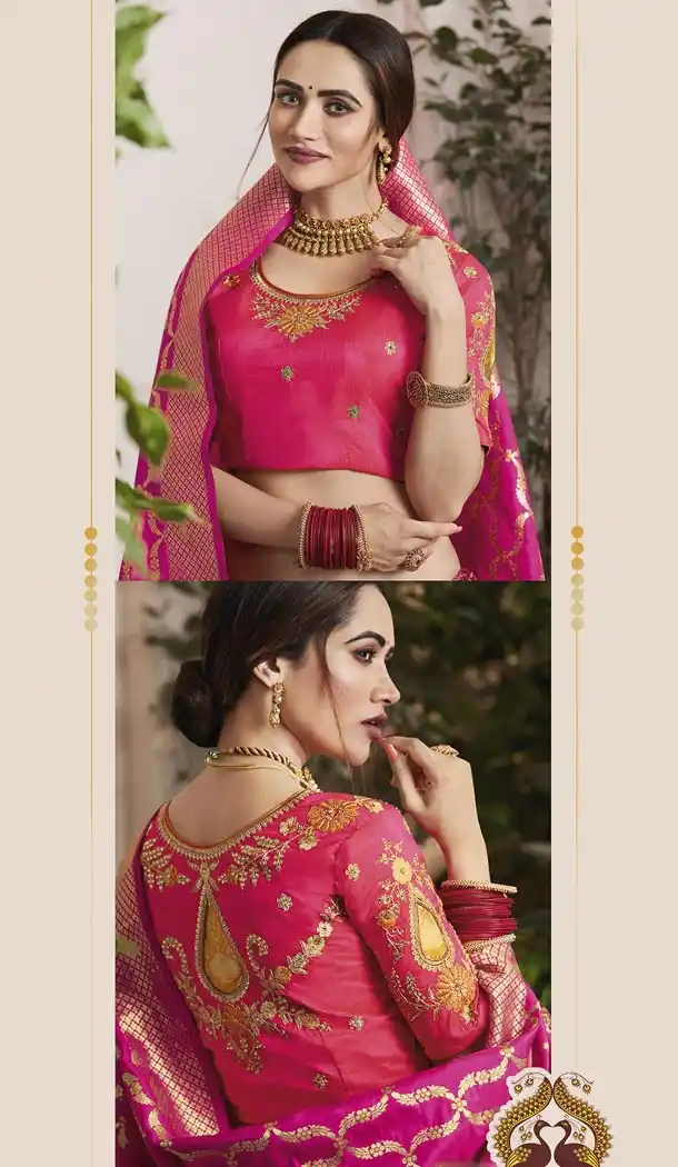 Yellow And Pink Color Silk Jacquard Traditional Designer Lehenga Choli - 433553014