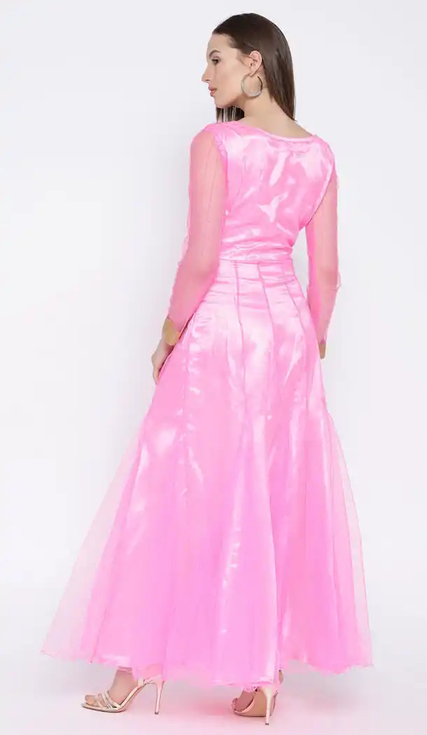 Pink Color Net Party Wear Gown Dress - 434853201