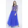 Blue Color Net Party Wear Gown Dress