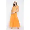 Goldenrod Color Net Party Wear Gown Dress