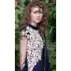 Dark Blue Color Net Viscose Designer Wear Gown Dress