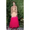 Cream and Pink Color Net Georgette Designer Wear Gown Dress