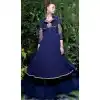 Navy Blue Color Georgette Net Velvet Designer Wear Gown Dress