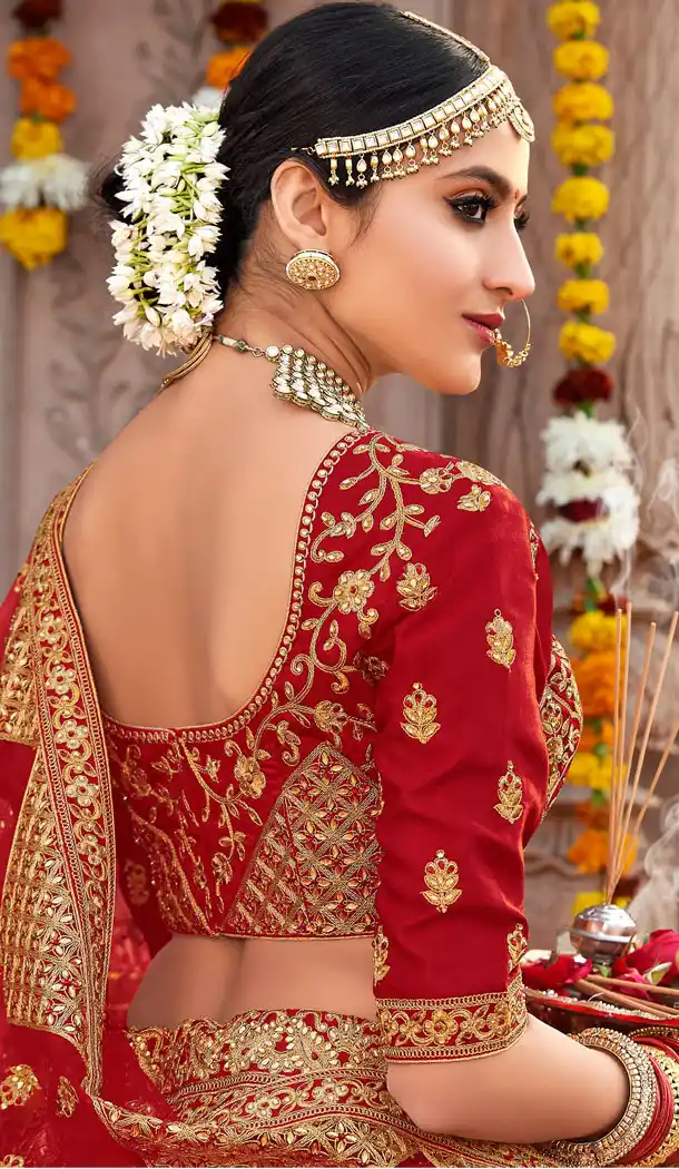 Exotic Red Color Silk Heavy Bridal Wedding Wear Lehenga Choli - 443754266