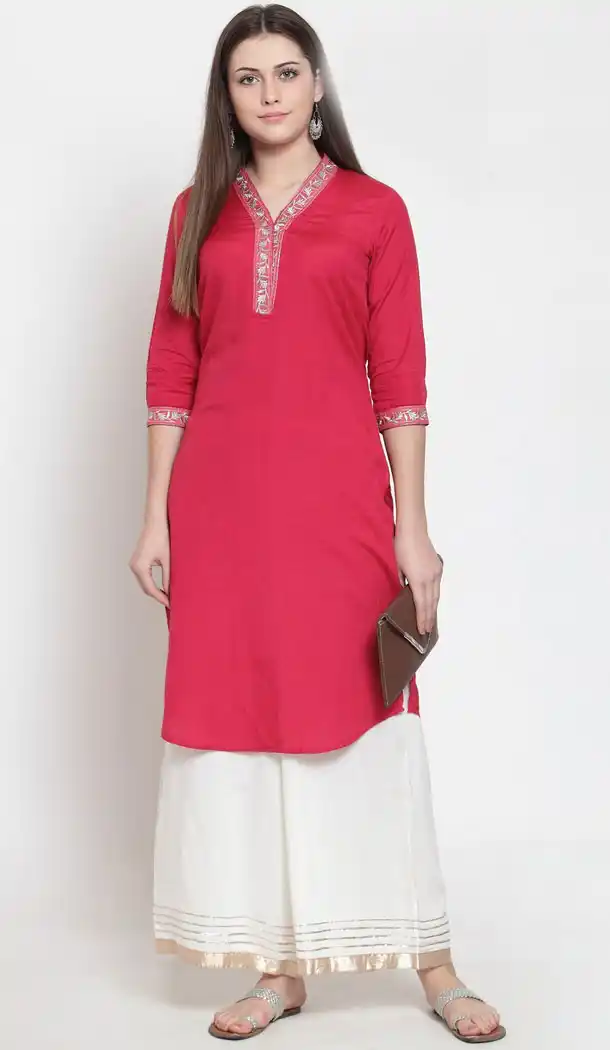 Pink Color Rayon Casual Wear Readymade Printed Kurti - 444254305