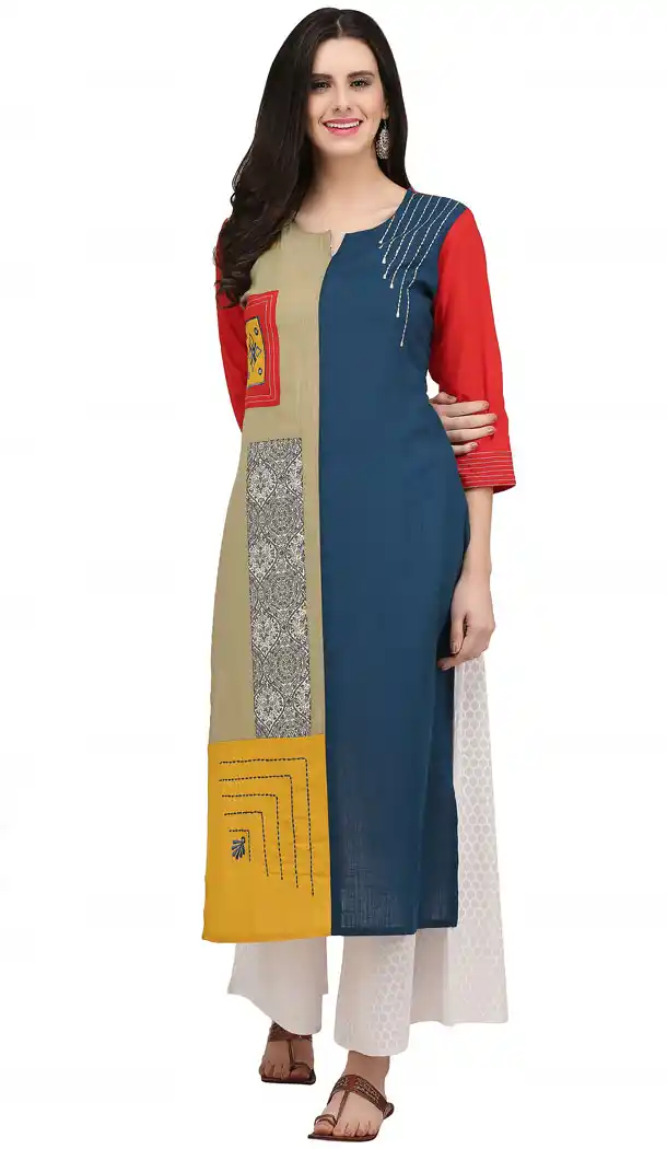 Alluring Multi Color Cotton Casual Wear Readymade Printed Kurti - 444254313