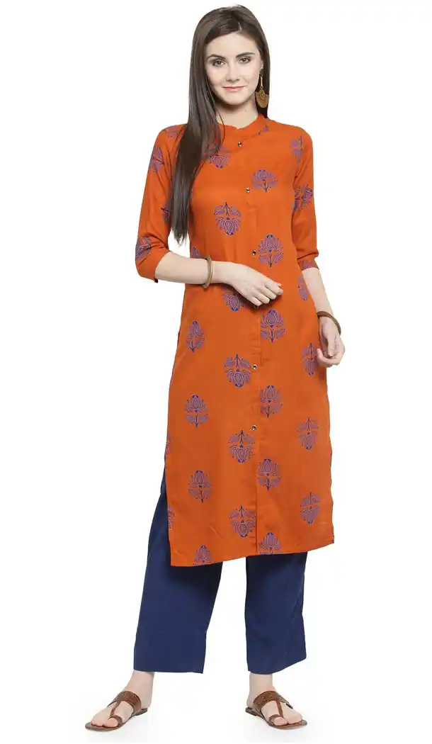 Scintillating Fenta Color Rayon Casual Wear Readymade Printed Kurti - 444254325