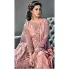 Exquisite Peach Color Tussar Silk Designer Abaya Style Gown Dress