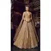 Golden Color Premium Net Designer Knee Length Salwar Kameez