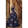 Navy Blue Color Premium Net Designer Knee Length Salwar Kameez
