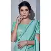 Sky Color Fancy Designer Readymade Saree Blouse