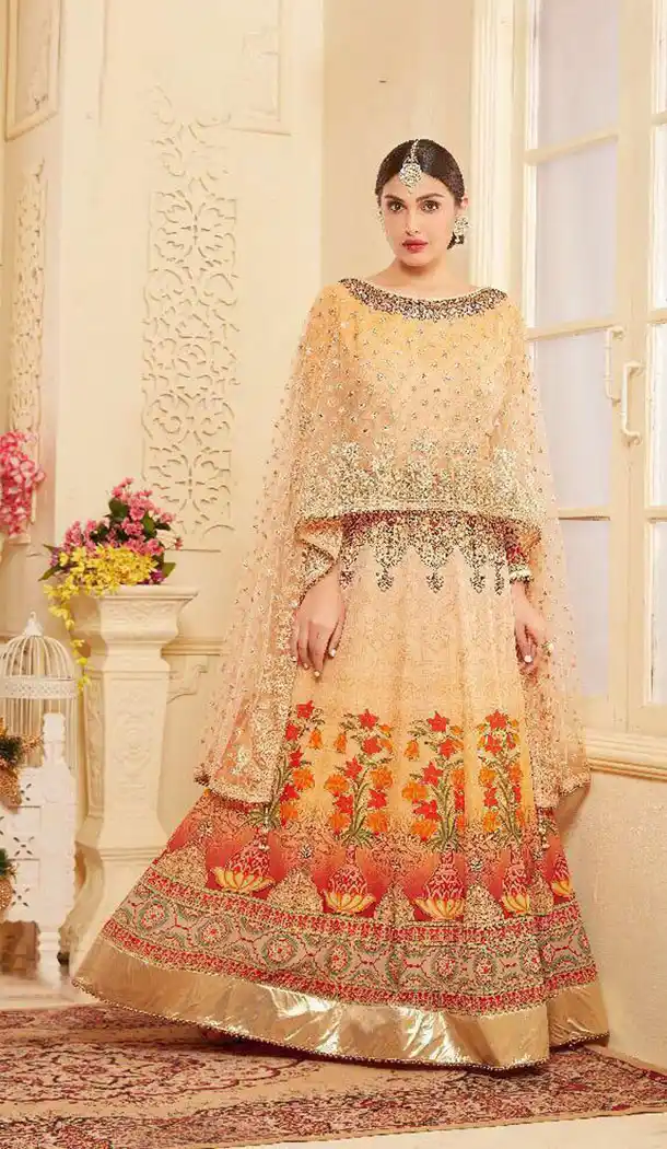 Light Orange Heavy Georgette Readymade Anarkali Salwar Kameez - 449755107
