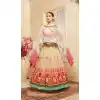 White And Peach Heavy Georgette Readymade Anarkali Salwar Kameez