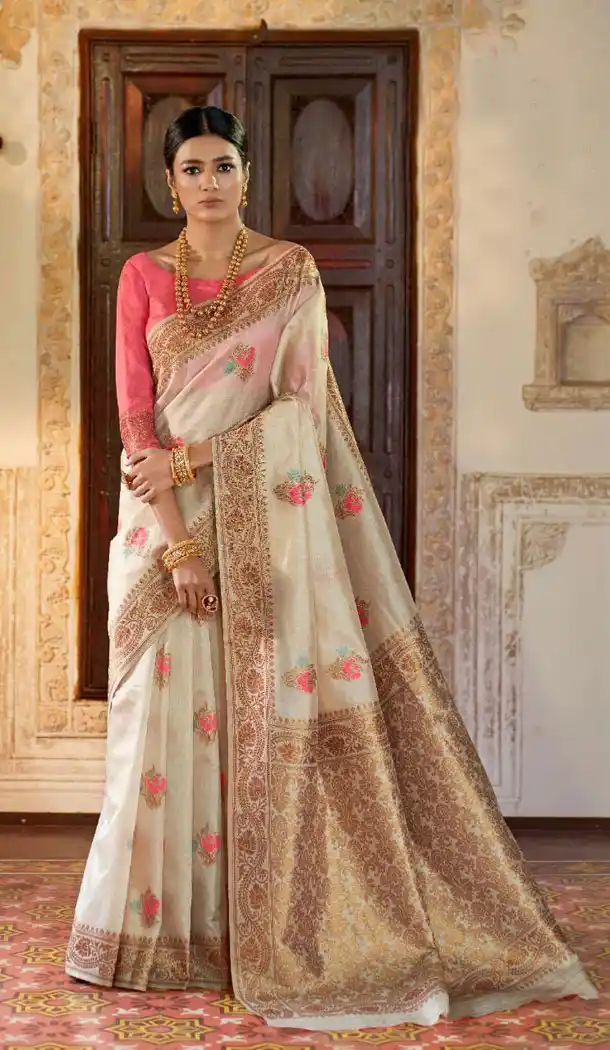Off White Color Kansula Silk Designer Traditional Wear Saree With Blouse - 451055195
