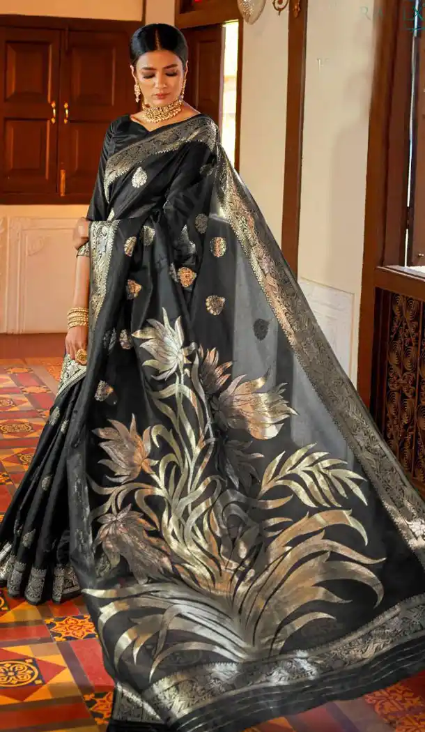 Black Color Kansula Silk Designer Traditional Wear Saree With Blouse - 451055196