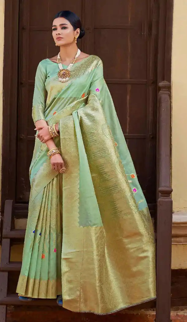 Aqua Green Color Kansula Silk Designer Traditional Wear Saree With Blouse - 451055199