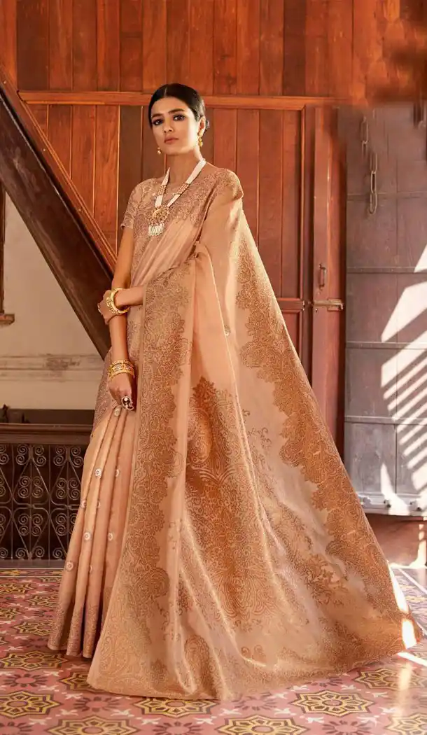 Beige Color Kansula Silk Designer Traditional Wear Saree With Blouse - 451055200