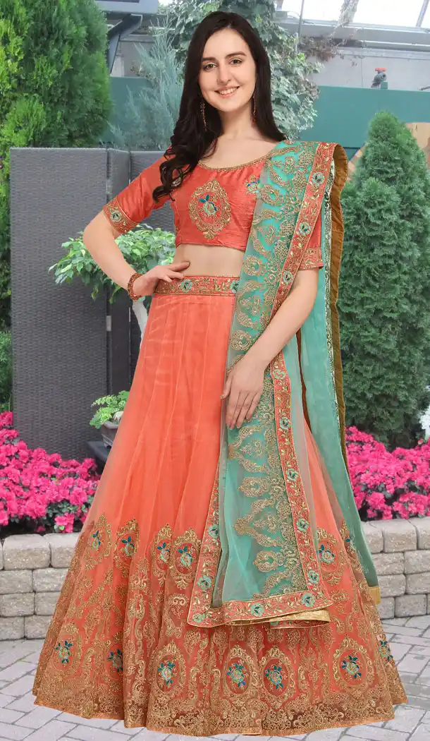 Red Color Net Party Wear Girl Lehenga Choli - 448654837