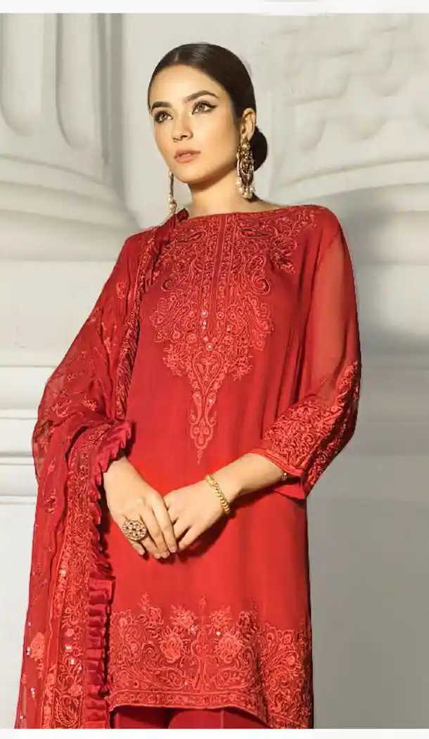 Red Color Fox Georgette Fancy Eid Wear Salwar Kameez - 445354531