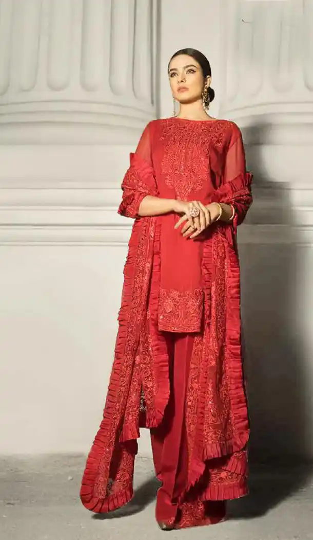 Red Color Fox Georgette Fancy Eid Wear Salwar Kameez - 445354531