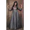 Grey Color Triva Satin Silk Eid Festive Wear Readymade Gown