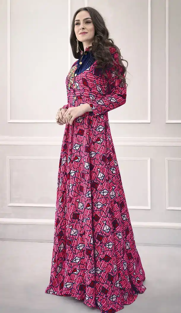 Pink Color Heavy Rayon Party Wear Readymade Gown - 450255130