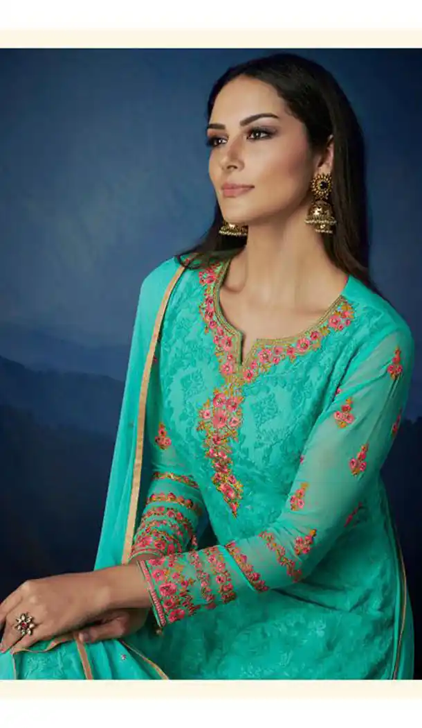 Ferozi Color Premium Georgette Eid Wear Salwar Kameez - 453255584