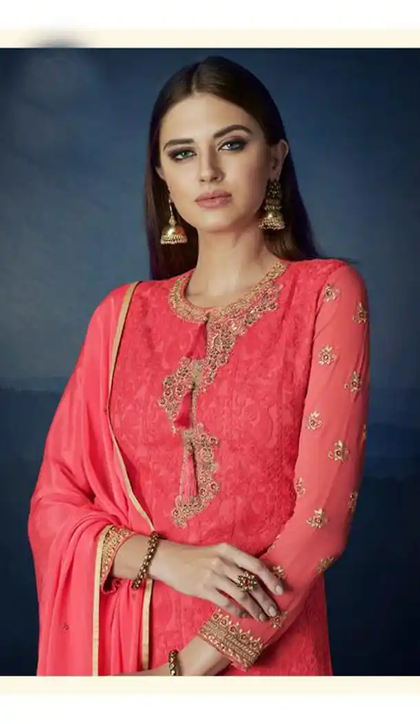 Pink Color Premium Georgette Eid Wear Salwar Kameez - 453255585