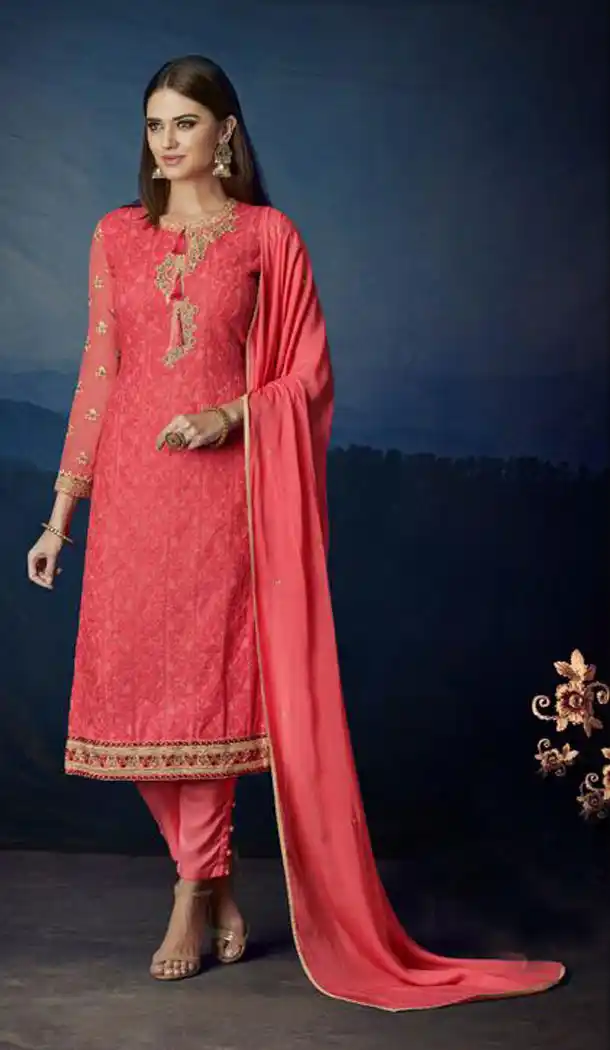 Pink Color Premium Georgette Eid Wear Salwar Kameez - 453255585