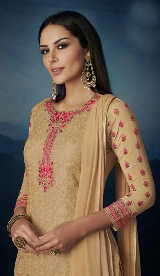 Chiku Color Premium Georgette Eid Wear Salwar Kameez - 453255588