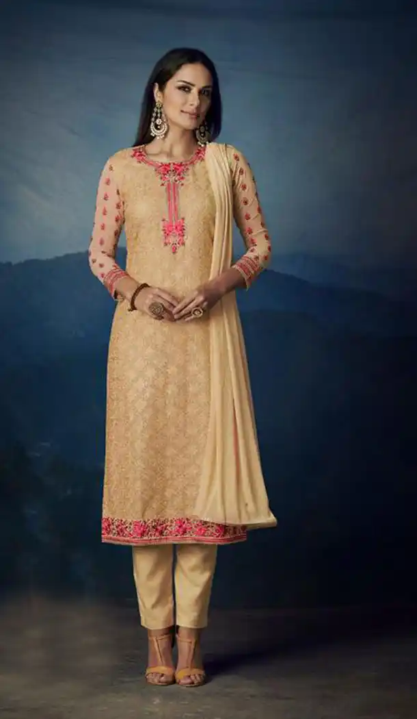 Chiku Color Premium Georgette Eid Wear Salwar Kameez - 453255588