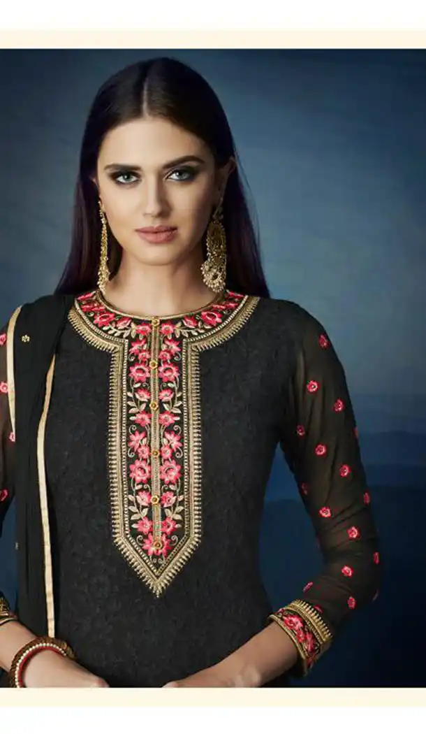 Black Color Premium Georgette Eid Wear Salwar Kameez - 453255589