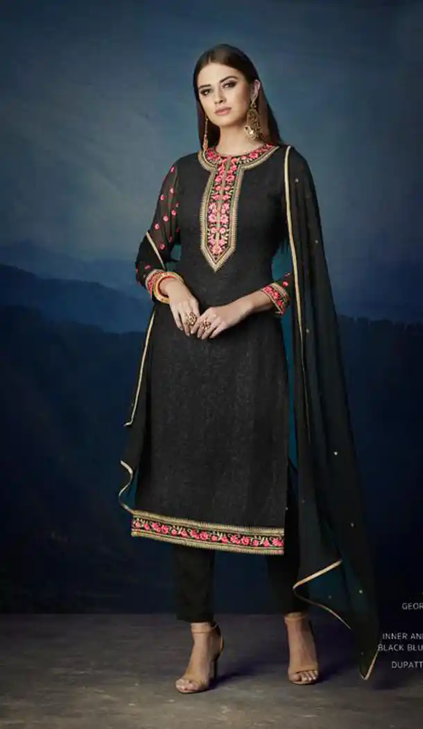 Black Color Premium Georgette Eid Wear Salwar Kameez - 453255589
