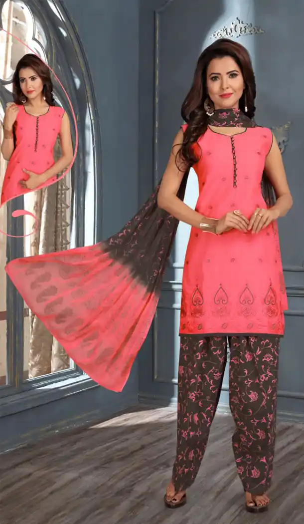 Peach Color Chanderi Silk Party Wear Readymade Salwar Kameez - 455855936