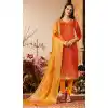 Orange Color Pure Jam Silk Cotton Casual Wear Churidar Kameez