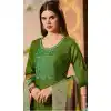 Mehendi Green Color Pure Jam Silk Cotton Casual Wear Churidar Kameez