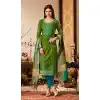Mehendi Green Color Pure Jam Silk Cotton Casual Wear Churidar Kameez