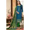 Blue Color Pure Jam Silk Cotton Casual Wear Churidar Kameez