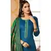 Blue Color Pure Jam Silk Cotton Casual Wear Churidar Kameez
