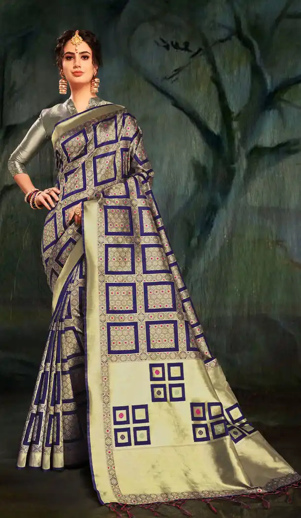 Tan Color Banarasi Silk Traditional Saree - 452655509