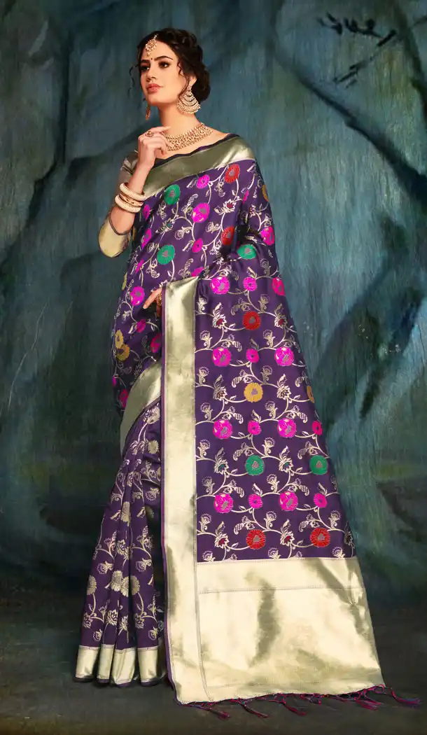 Purple Color Banarasi Silk Traditional Saree - 452655510