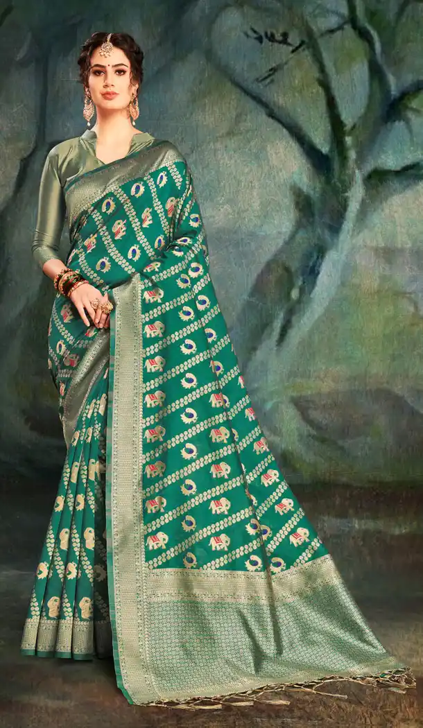 Green Color Banarasi Silk Traditional Saree - 452655511