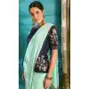 Turquoise Blue Color Pure Georgette Party Wear Saree Blouse