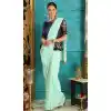 Turquoise Blue Color Pure Georgette Party Wear Saree Blouse
