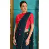 Teal Blue Color Pure Georgette Party Wear Plus Size Saree Blouse