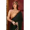 Dark Green Color Pure Georgette Party Wear Plus Size Saree Blouse