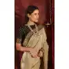 Beige Color Pure Georgette Party Wear Plus Size Saree Blouse