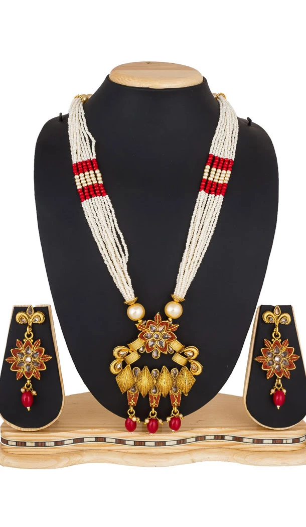 Melodic Multi Color Moti Pendant Necklace Jewellery Set - 461756858