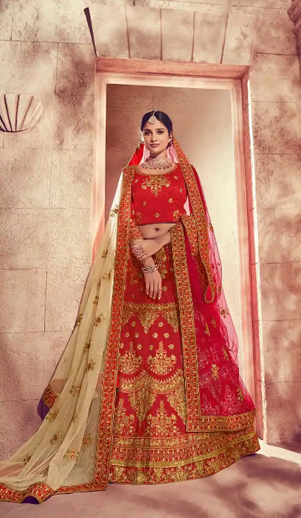 Red Color Silk Heavy Embroidery Plus Size Lehenga Choli Women - 459056523